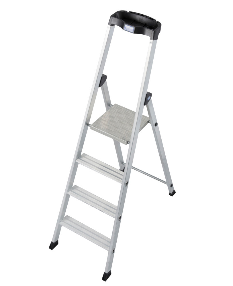 Praktický rebrík typ Solido, hliník, s protišmykovou platformou, 4 schod. - 1