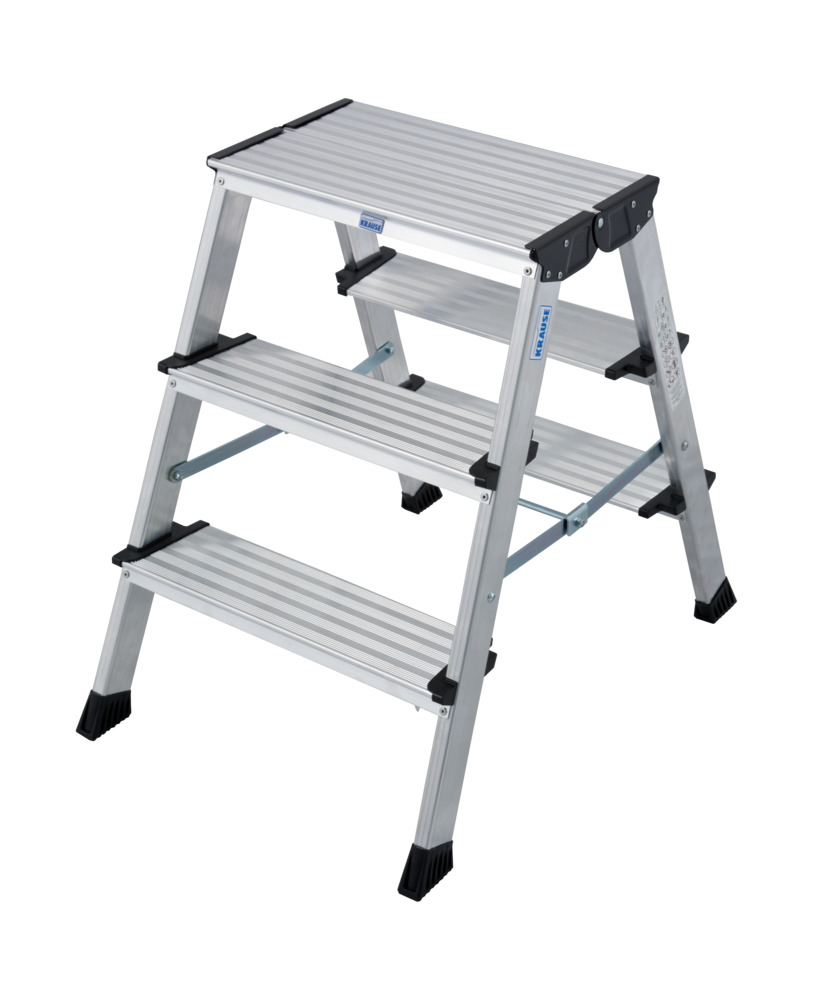 Doble escalerilla plegable Treppo de aluminio, superficie superior, 2x3 escalones, incl. plataforma - 1