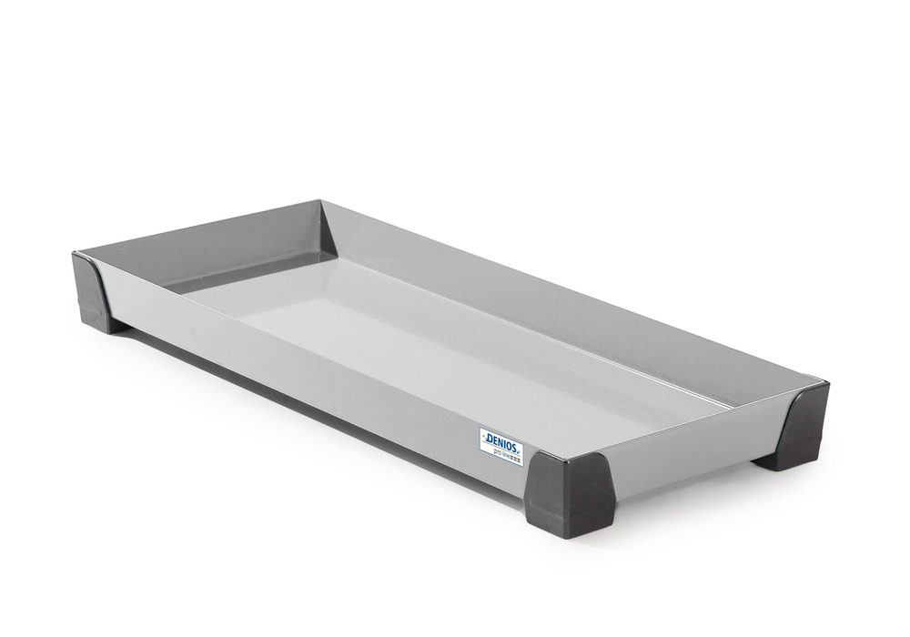Spill tray for small containers pro-line in stainless steel, no perf sheet, 20 litres, 987x400x95 - 1
