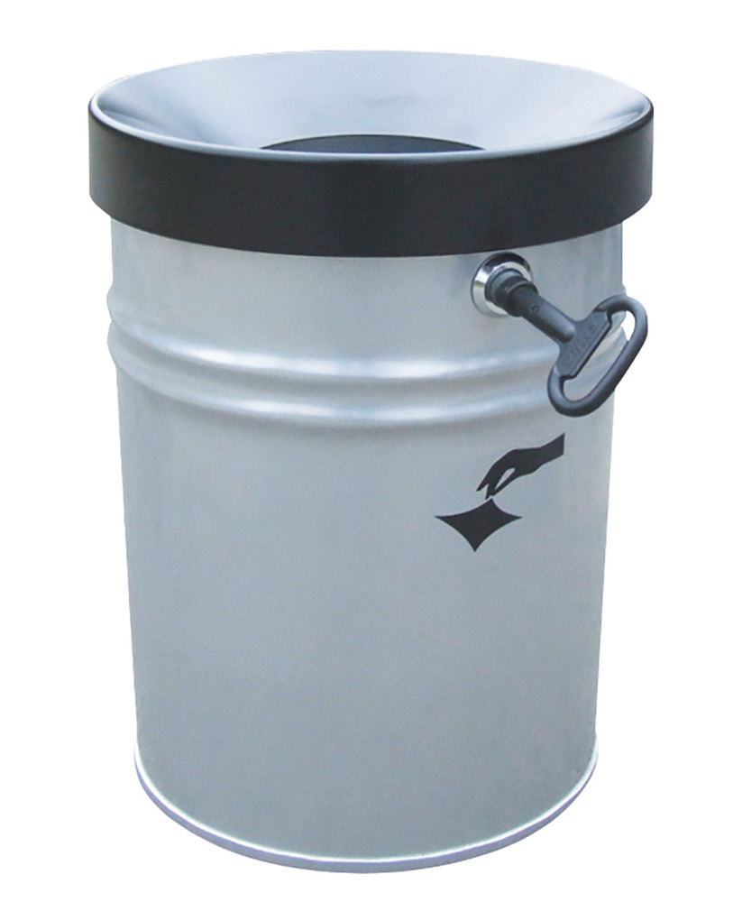 Selvslukkende avfallsbeholder, 24 liter, av stål, sølv - 1