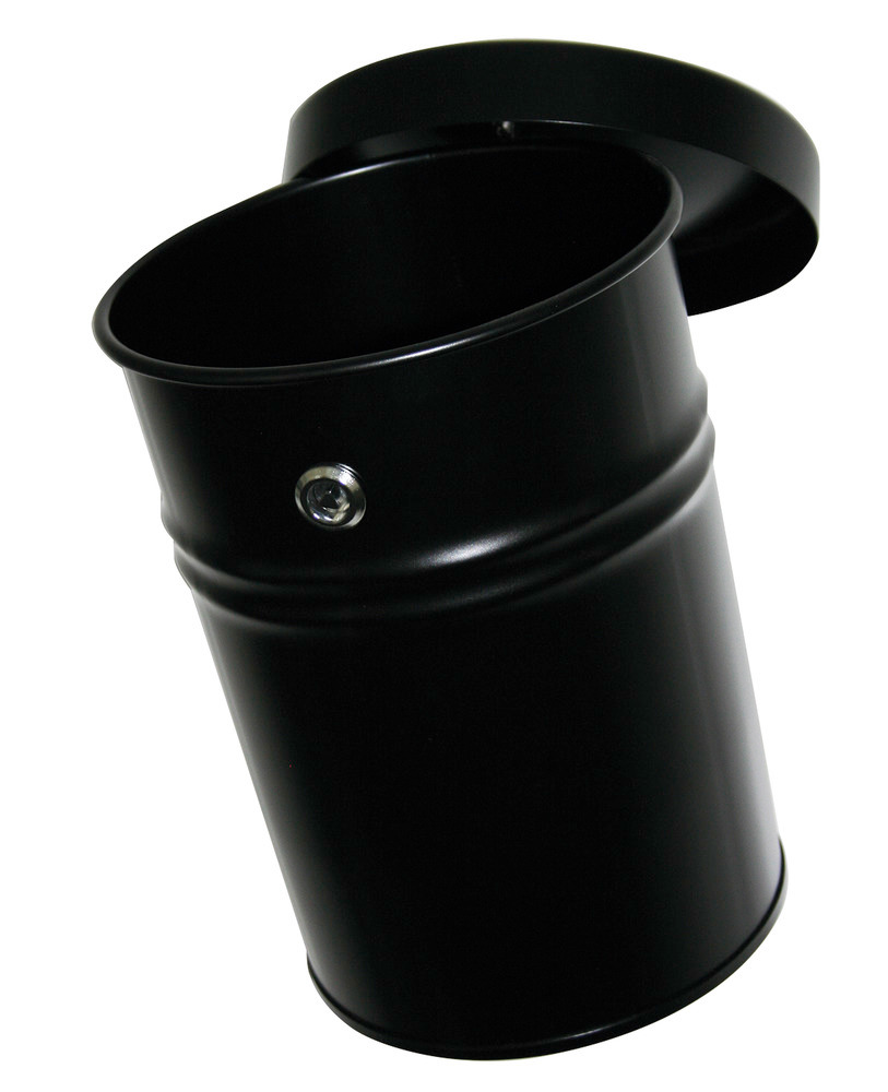 Selbstlöschender Abfallbehälter, 24 Liter, Stahl, schwarz - 1