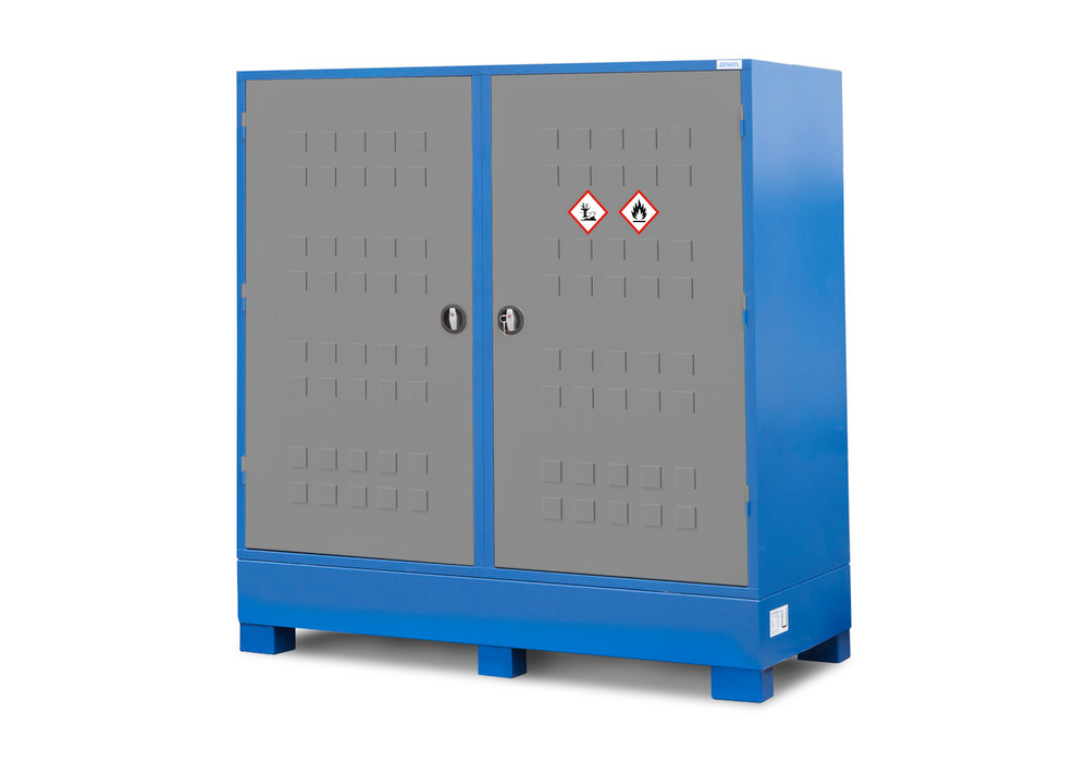Depósito para substâncias perigosas Steelsafe D2, portas e 2x2 prateleiras para recipientes pequenos - 2