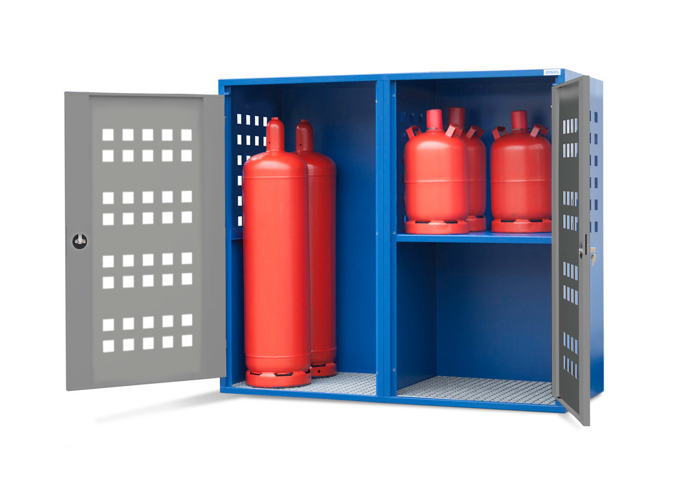 Gas cylinder cabinet Model LB 8, for 8 x 33 kg cylinders or 16 x 11 kg cylinders, 2-wing door - 1