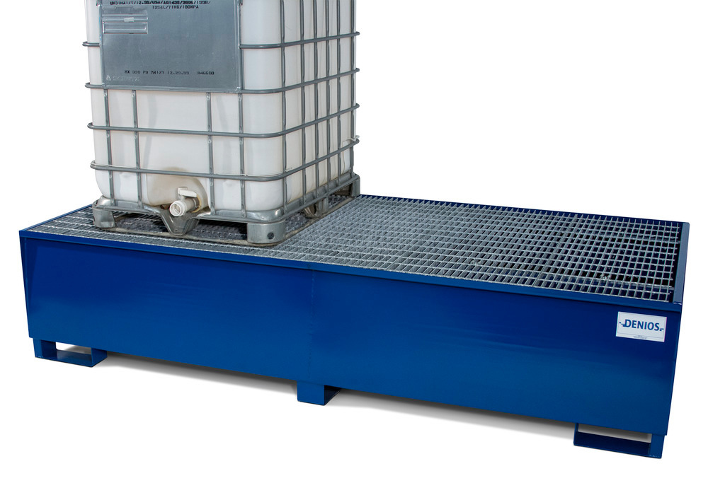 IBC Spill Containment Pallet - Double 500-Gallon IBC Tote - Painted Steel - Removable Grating - 1