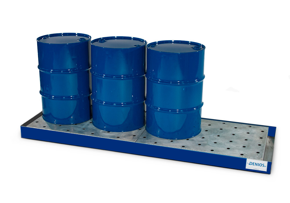 Spill Sump - 4 Drum Inline Capacity - With Platform - Painted Steel Construction - Secure Storage - 1