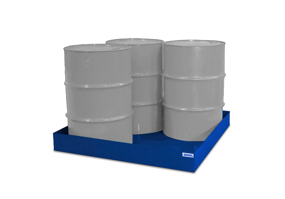 Spill Sump - 4 Drum Capacity - No Platform - Painted Steel Construction - Secure Storage - 1