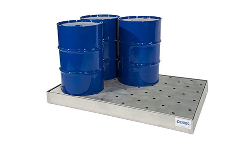 Spill Sump - 6 Drum Capacity - With Platform - Galvanized Steel Construction - Secure Storage - 1