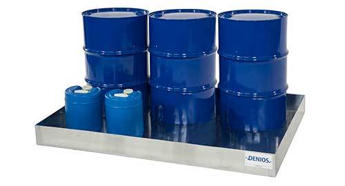 Spill Sump - 6 Drum Capacity - No Platform - Galvanized Steel Construction - Secure Storage - 1