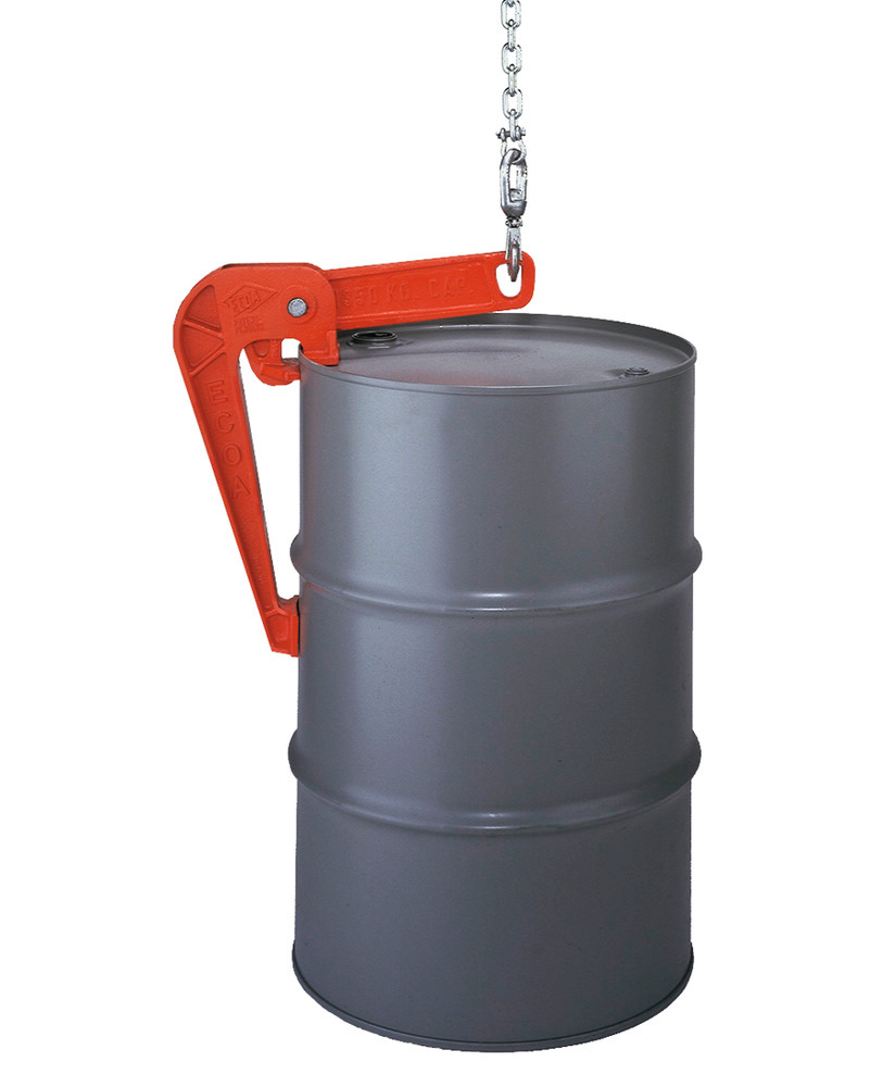 Hoist Drum Lifter - for 55-gallon Steel Drums - Steel Construction - Powder Coated - 1