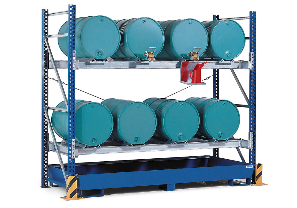 Drum Rack with Spill Containment Sump - 8 Drum - 159 gal Sump Capacity - Steel Construction - 1