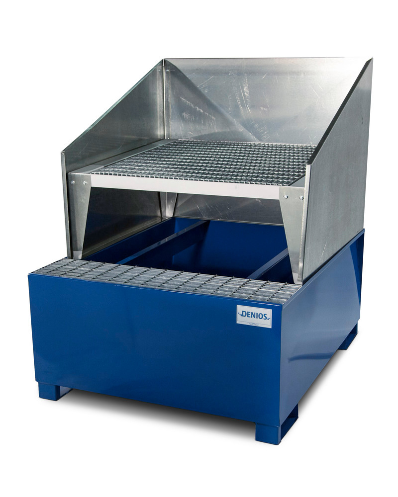 IBC Spill Containment Pallet - 1 IBC Tote - Platform, Stand & Splash Guard Included - Painted Steel - 1