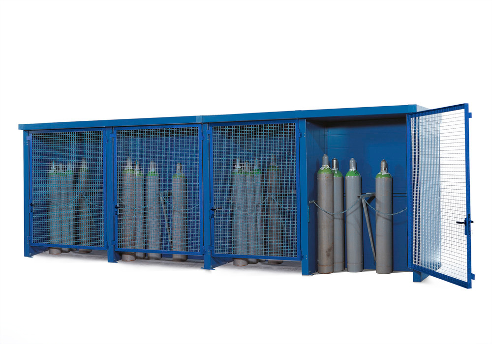Gas Cylinder Cage - 2-Hour Fire Rated - 24 Cylinder Capacity - Steel Fram - Open Mesh Design - 1