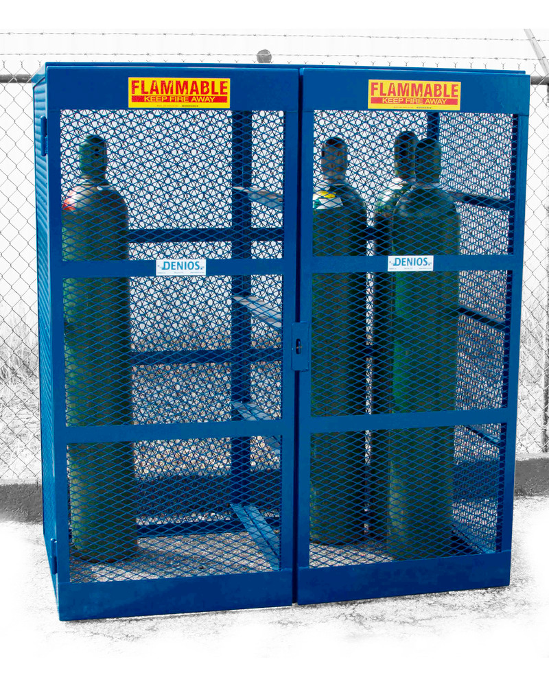 Gas Cylinder Cage - Vertical - 10 to 20 Cylinders - Lockable Cage - Open Steel Mesh - 1