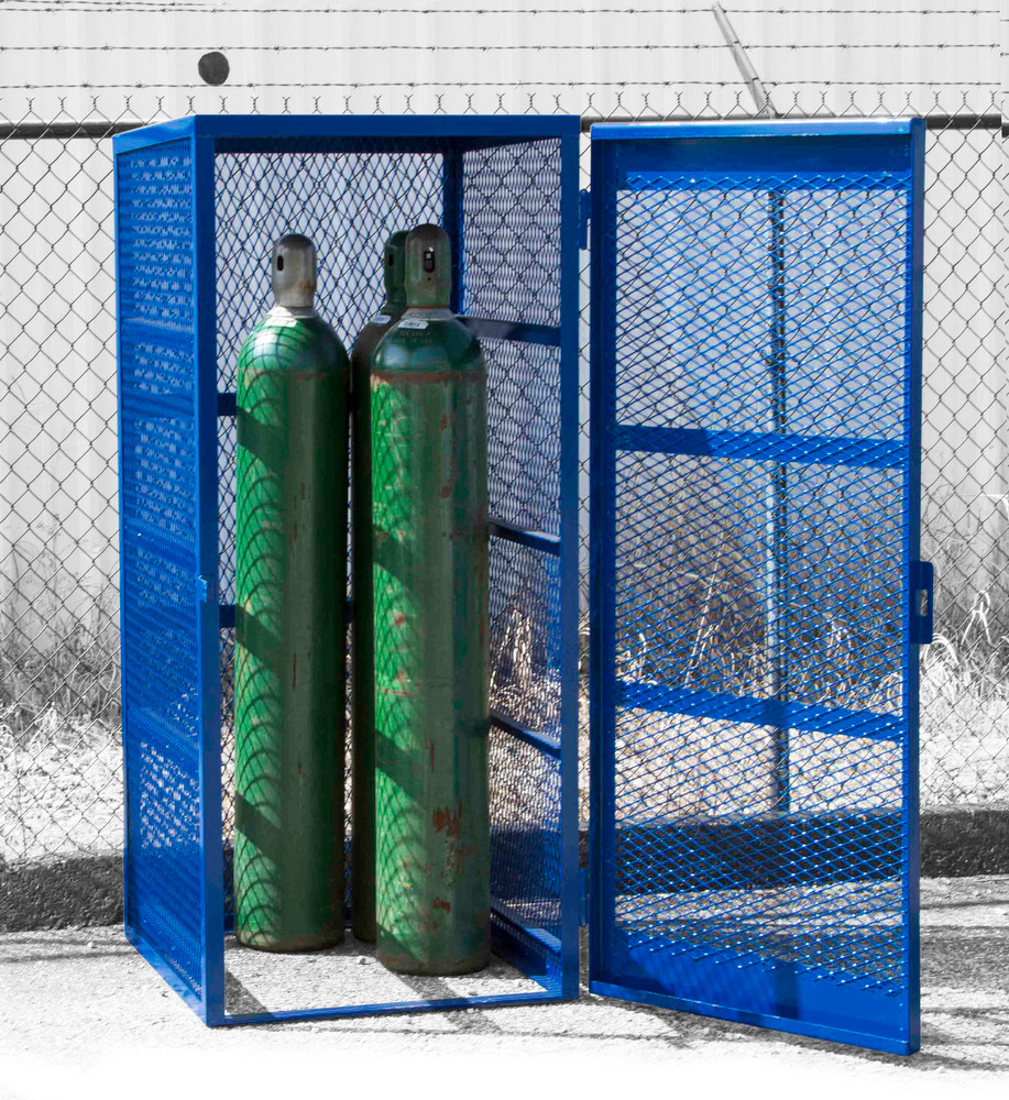 Gas Cylinder Cage - Vertical - 5 to 10 Cylinders - Lockable Cage - Open Steel Mesh - 1