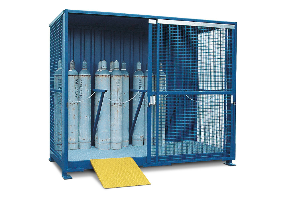 Gas Cylinder Storage with Floor Plate - 11 x 5 - Lockable Sliding Doors - Steel Frame - 1