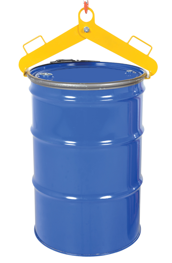 Vertical Drum Clamp - 1000 lbs Capacity - Steel Construction - Powder-Coated Yellow - 1