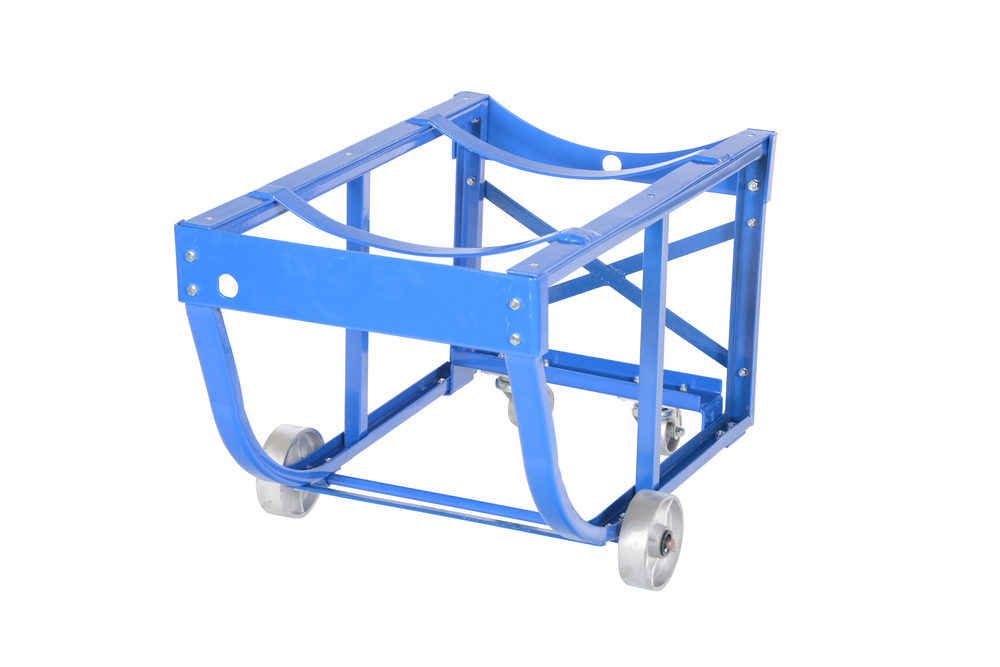 Rotating Drum Cart - Steel Wheels - 800 lbs Capacity - Steel Construction - Blue - 21