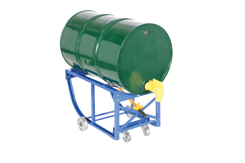 Rotating Drum Cart - Steel Wheels - 800 lbs Capacity - Steel Construction - Blue - 15