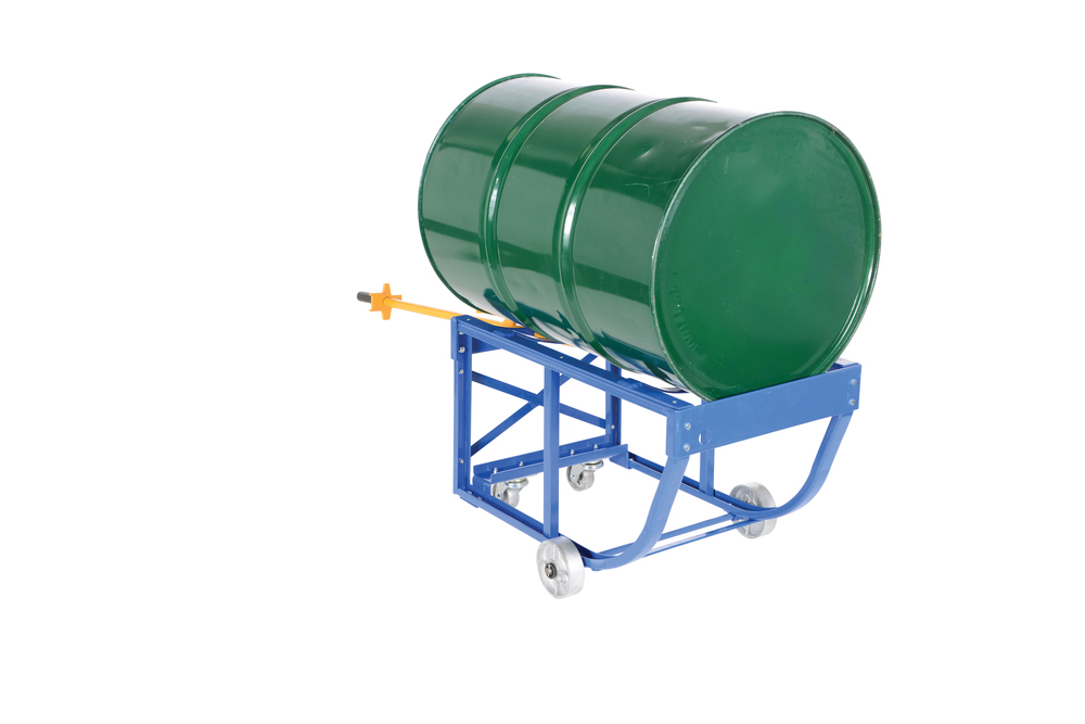 Rotating Drum Cart - Steel Wheels - 800 lbs Capacity - Steel Construction - Blue - 14