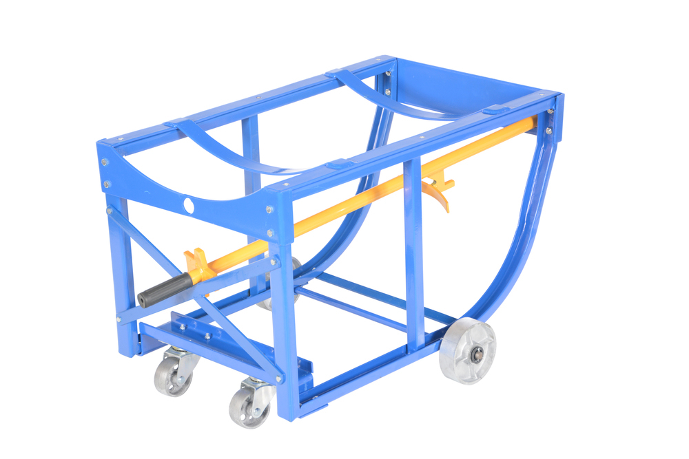 Rotating Drum Cart - Steel Wheels - 800 lbs Capacity - Steel Construction - Blue - 4