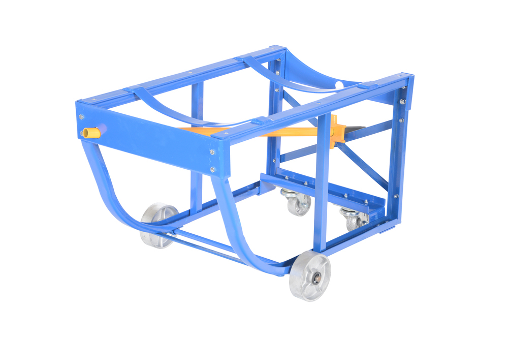 Rotating Drum Cart - Steel Wheels - 800 lbs Capacity - Steel Construction - Blue - 2