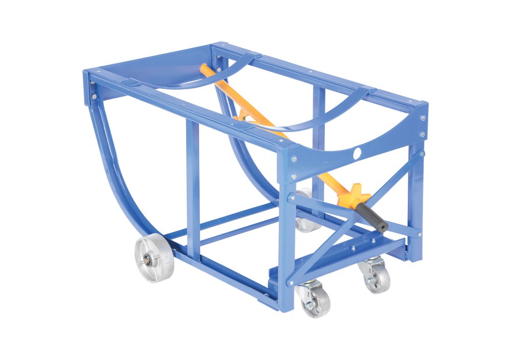Rotating Drum Cart - Steel Wheels - 800 lbs Capacity - Steel Construction - Blue - 1