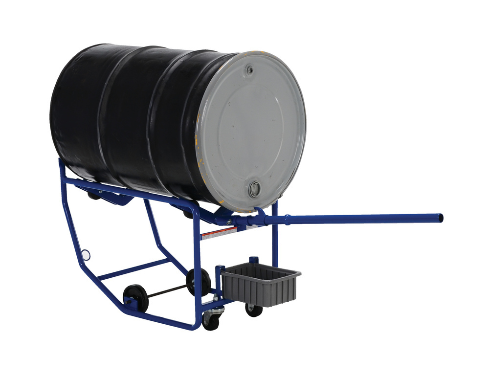 Revolving Drum Cart - 600 lbs Capacity - Dual Drums - Steel Construction - Powder-Coated Blue - 5
