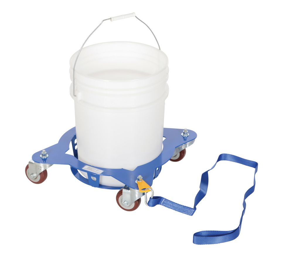 Multi-Pail Dolly - Pull Strap - 150 lbs Capacity - Steel Construction - Blue - 3