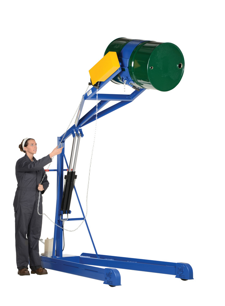 Steel Portable Hydraulic Drum Carrier, Rotator and Boom 97-9/16 In. Lift Height 800 Lb. Capacity Blue / Yellow - 5