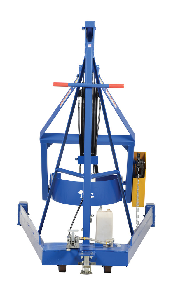 Steel Portable Hydraulic Drum Carrier, Rotator and Boom 97-9/16 In. Lift Height 800 Lb. Capacity Blue / Yellow - 3