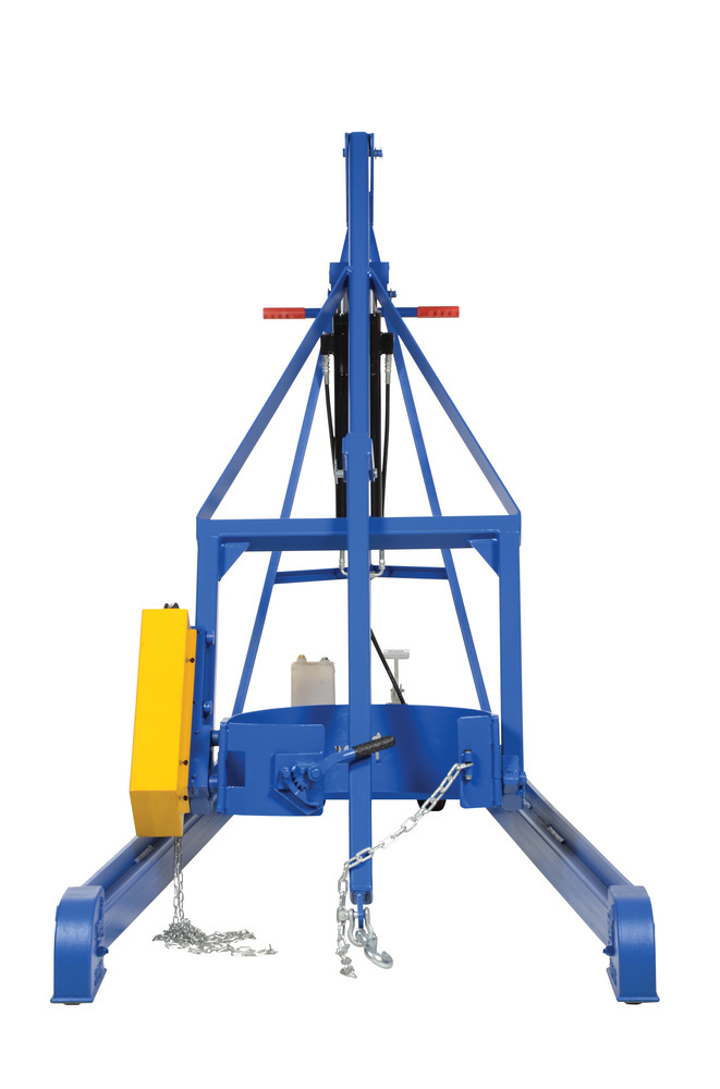 Steel Portable Hydraulic Drum Carrier, Rotator and Boom 97-9/16 In. Lift Height 800 Lb. Capacity Blue / Yellow - 2