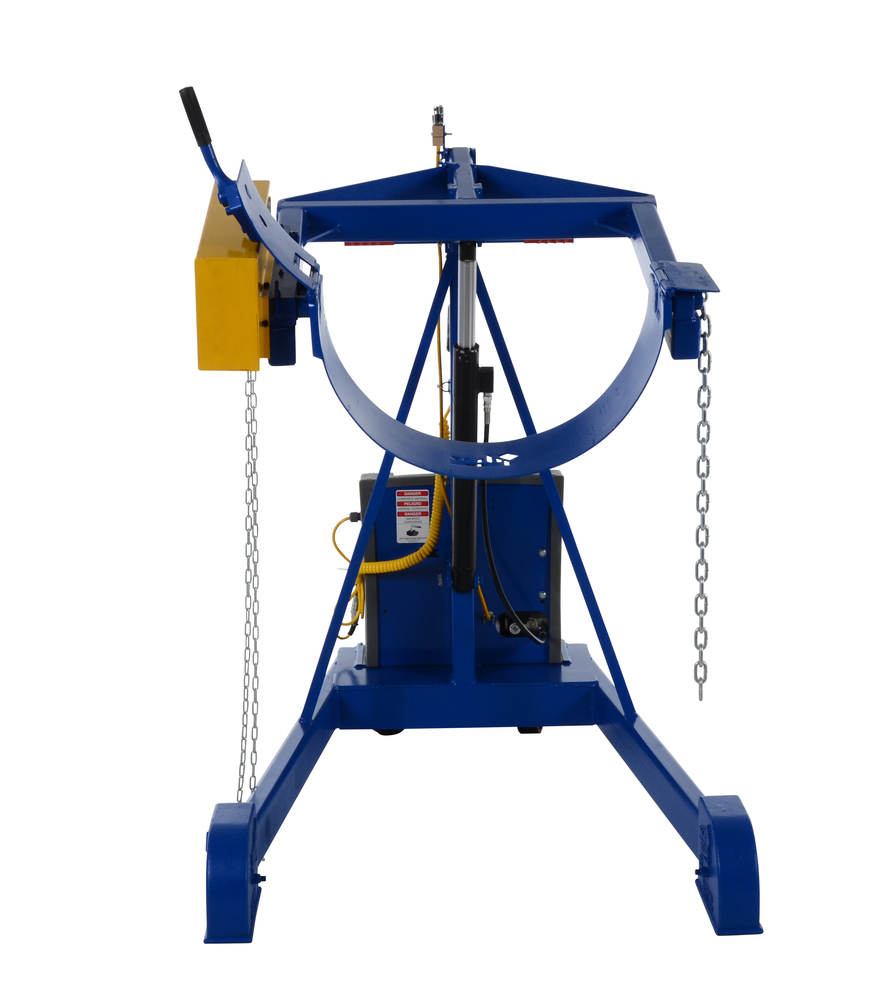 Drum Carrier - Hand Crank Rotator - DC Powered Lift - 72 in - Steel Construction - Blue - 3