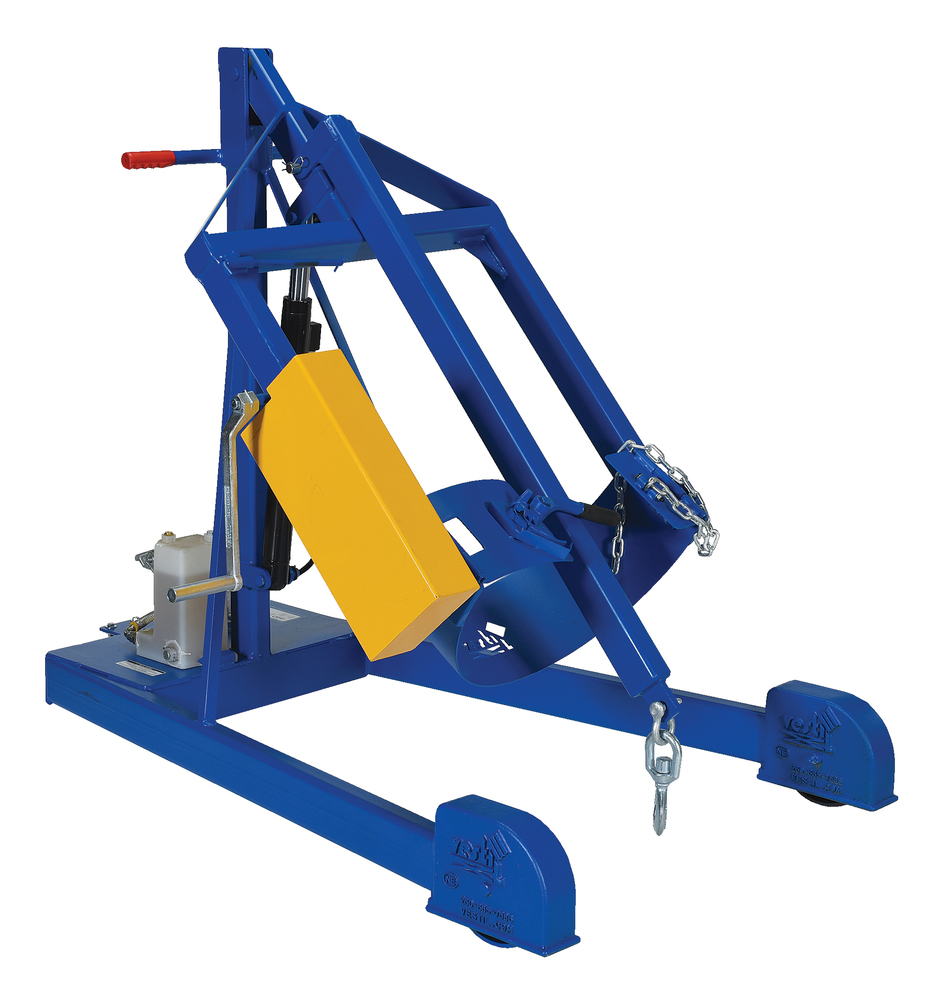 Drum Carrier - Hand Crank Rotator - Hydraulic Lift - Manual Foot Pump - 60 in - Blue - 5