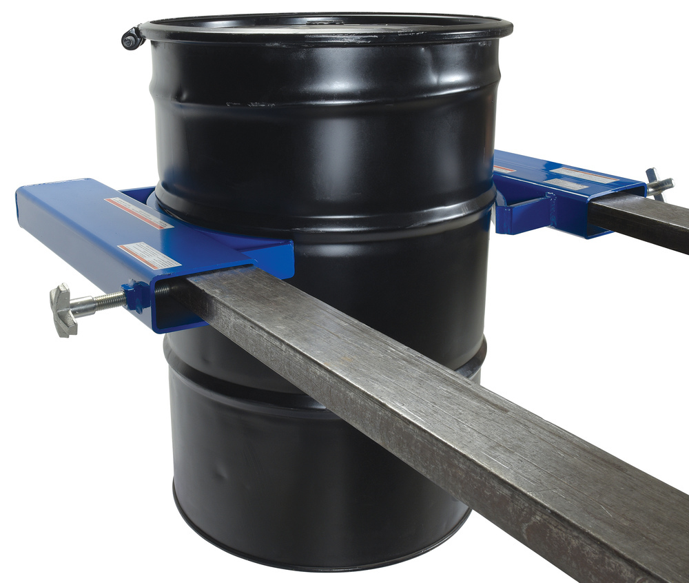 Drum Gripper - Fork Mounted - for 55-Gallon Steel Drums - Easily Attach to Forks - Blue - 4