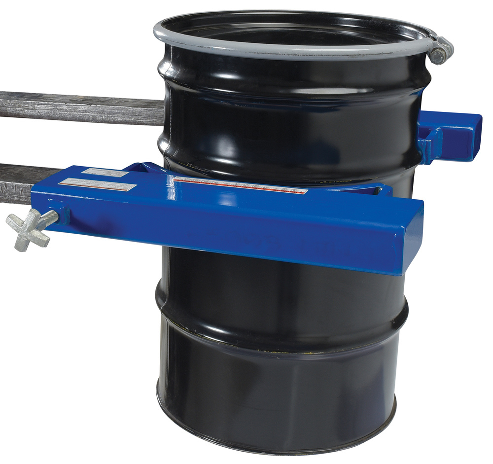 Drum Gripper - Fork Mounted - for 30-Gallon Steel Drums - Easily Attach to Forks - Blue - 5