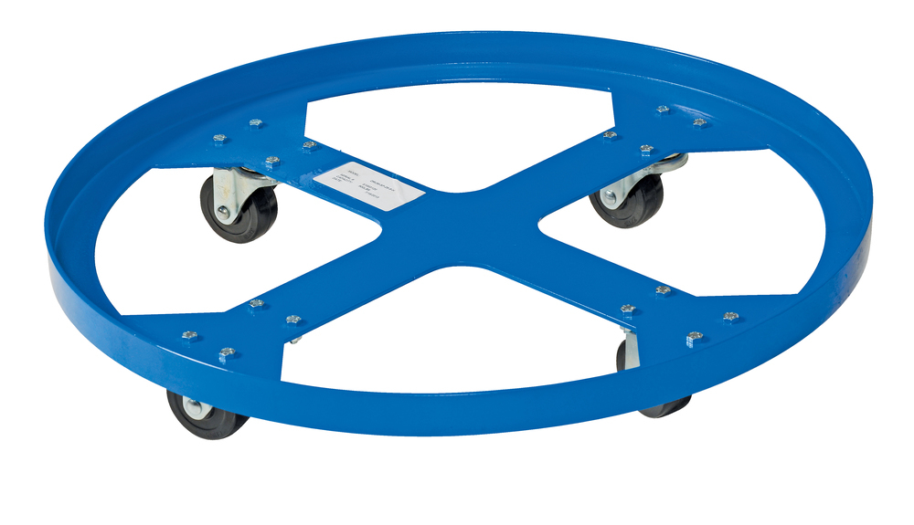 Drum Dolly for Overpack Drums - 900 lbs Capacity - 28 In - Steel Construction - Blue - 1
