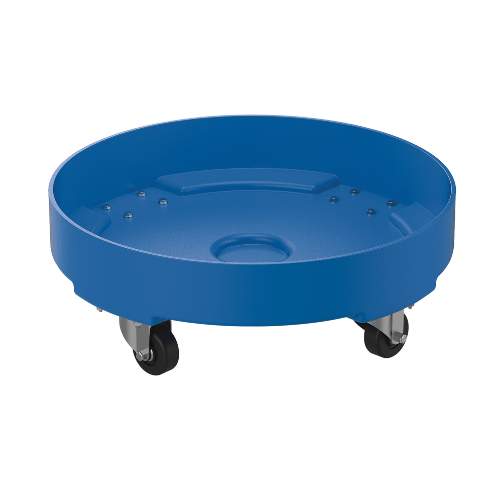 Drum Dolly - Poly Construction - for 55-Gallon Drums - Swivel Casters - Blue - 1