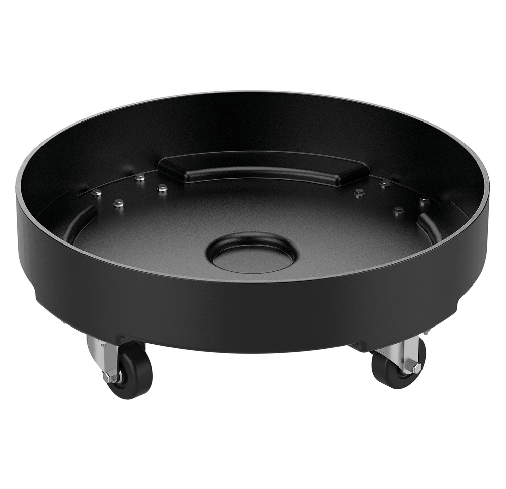 Drum Dolly - Poly Construction - for 55-Gallon Drums - Swivel Casters - Black - 1