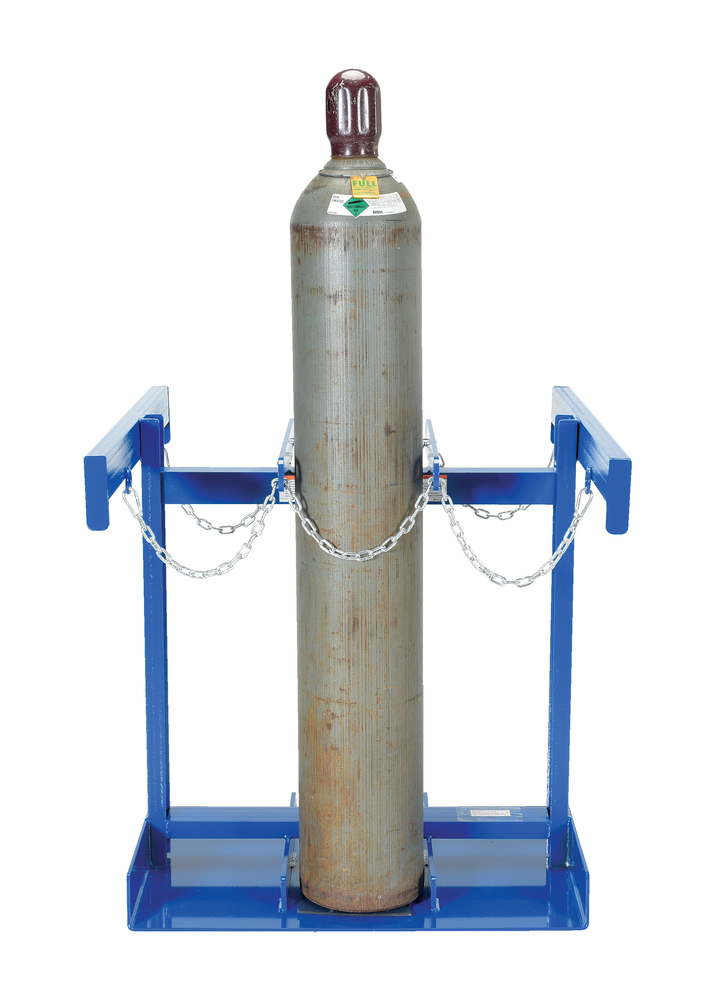 Cylinder Pallet Rack - 6 Cylinder Capacity - Steel Construction - Safety Chains - Blue - 4
