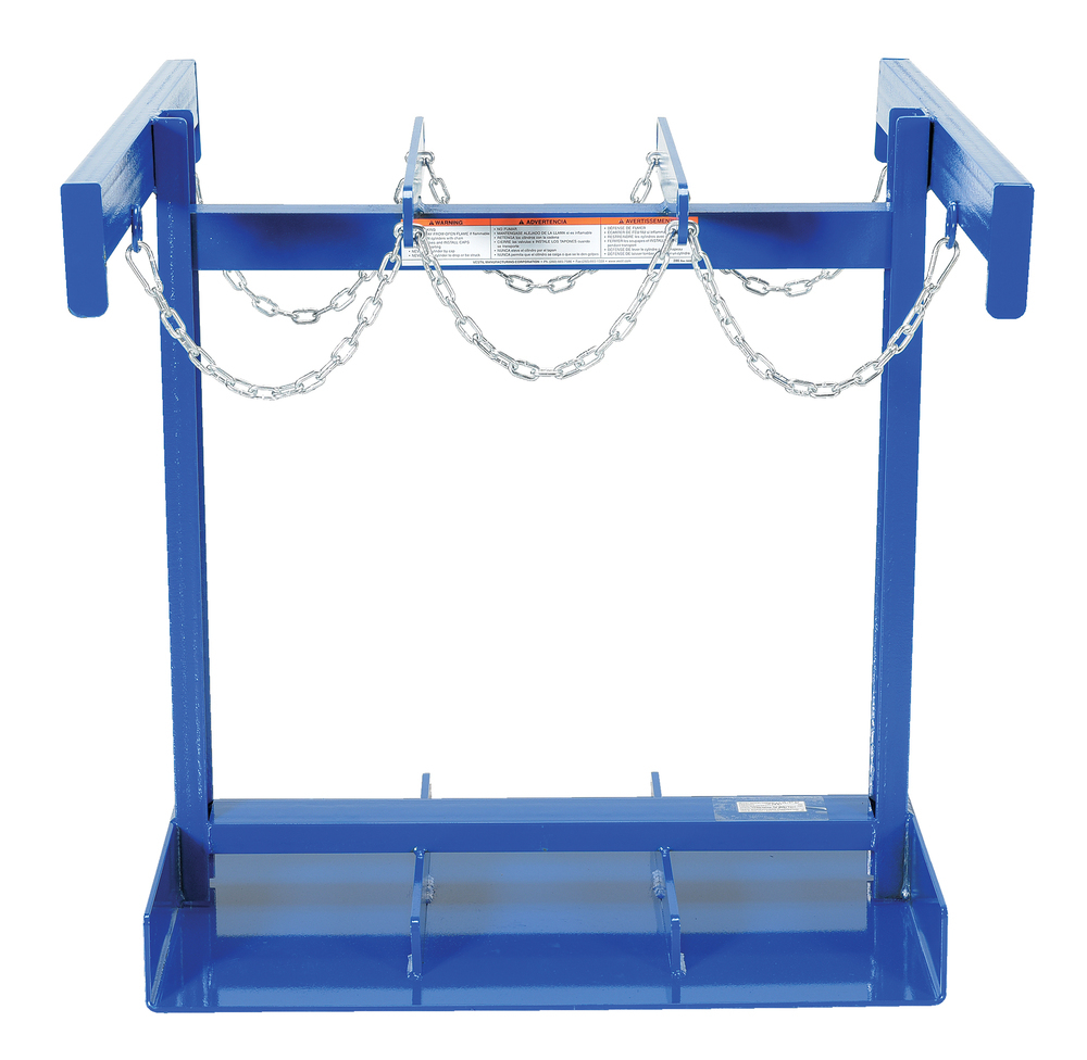 Cylinder Pallet Rack - 6 Cylinder Capacity - Steel Construction - Safety Chains - Blue - 3