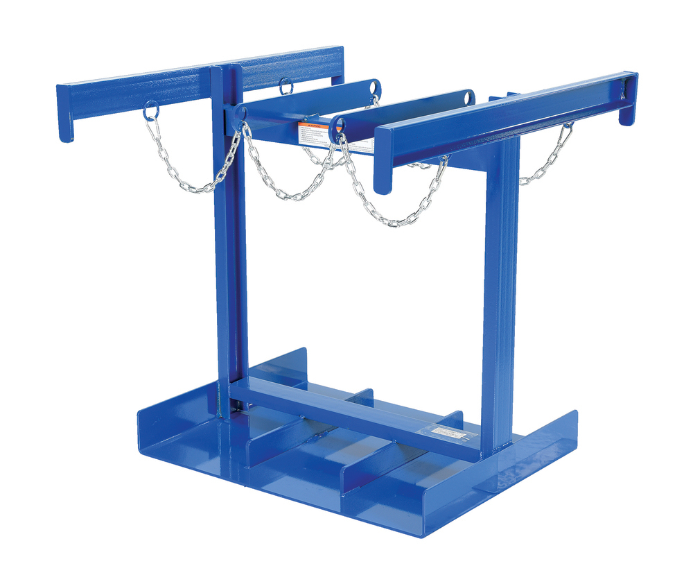 Cylinder Pallet Rack - 6 Cylinder Capacity - Steel Construction - Safety Chains - Blue - 2