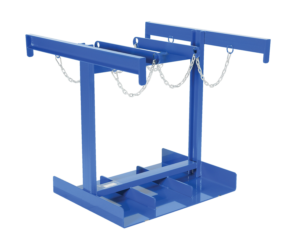 Cylinder Pallet Rack - 6 Cylinder Capacity - Steel Construction - Safety Chains - Blue - 1
