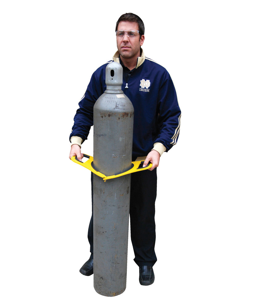 Manual Cylinder Lifter - 9 In Diameter - Steel Construction - Powder-Coated Yellow - 5