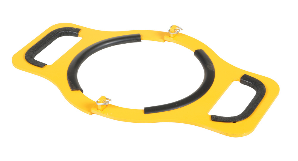 Manual Cylinder Lifter - 9 In Diameter - Steel Construction - Powder-Coated Yellow - 2