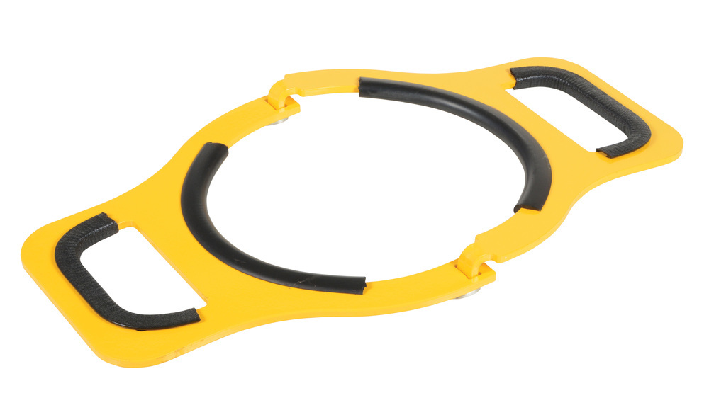 Manual Cylinder Lifter - 9 In Diameter - Steel Construction - Powder-Coated Yellow - 1