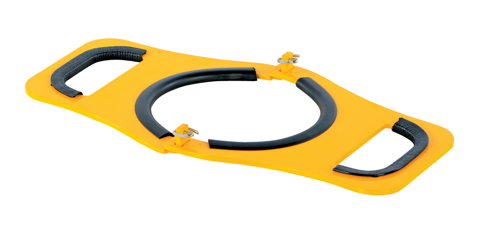 Manual Cylinder Lifter - 7 In Diameter - Steel Construction - Powder-Coated Yellow - 2
