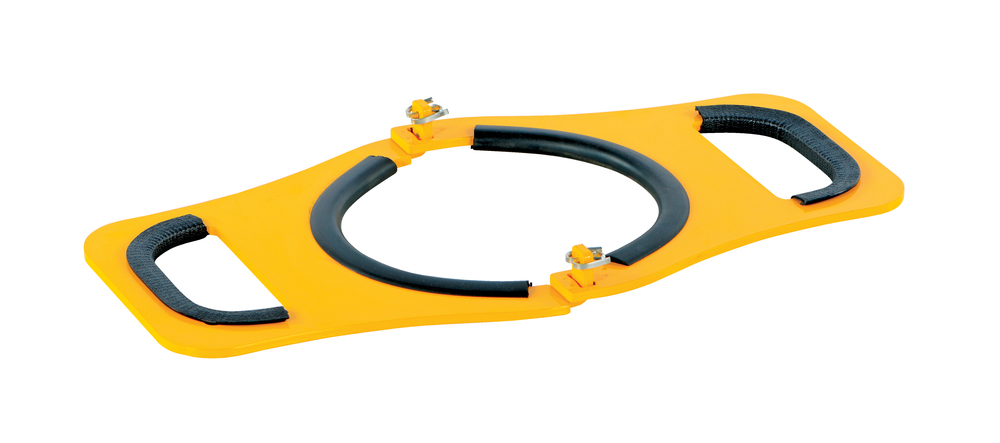 Manual Cylinder Lifter - 7 In Diameter - Steel Construction - Powder-Coated Yellow - 1