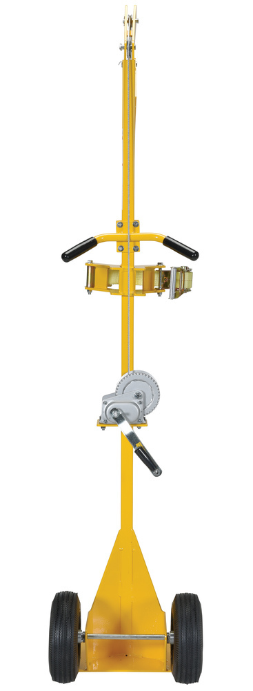 Portable Cylinder Lifter - Pneumatic Wheels - Steel Construction - Powder-Coated Yellow - 4