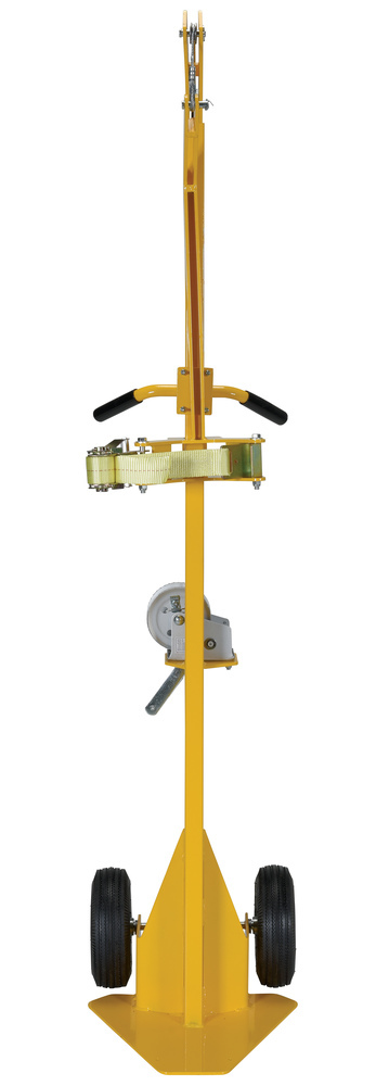 Portable Cylinder Lifter - Pneumatic Wheels - Steel Construction - Powder-Coated Yellow - 3