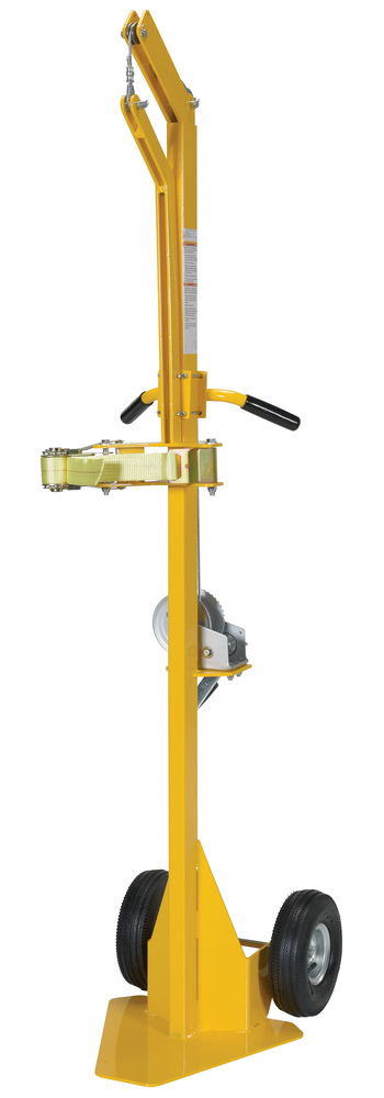 Portable Cylinder Lifter - Pneumatic Wheels - Steel Construction - Powder-Coated Yellow - 2
